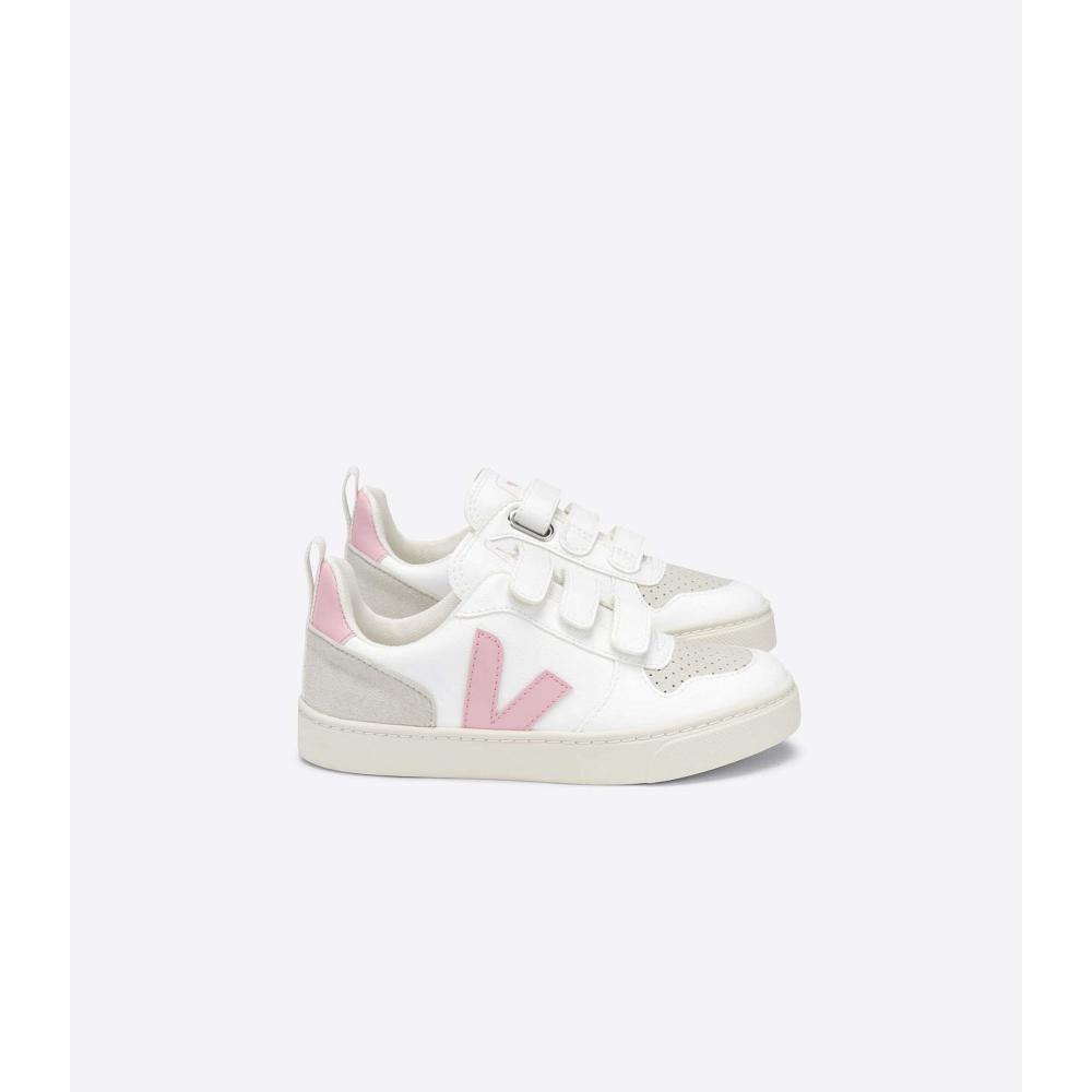 Veja V-10 STRAPS CWL Schoenen Kinderen White/Pink | BE 801KOR